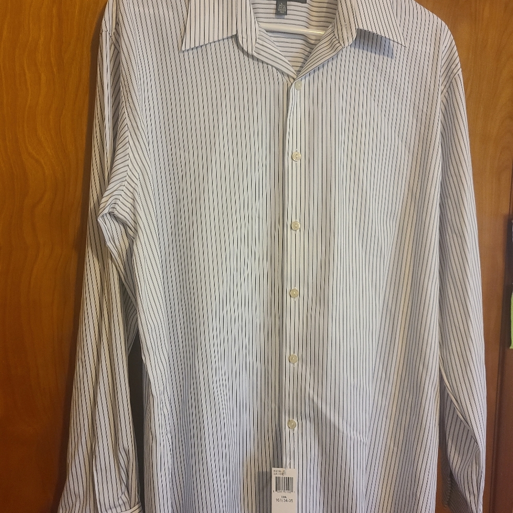 Kenneth Cole Reaction Mens Button Up Sz L 16.5 34-35 Blue Long Sleeve Collared